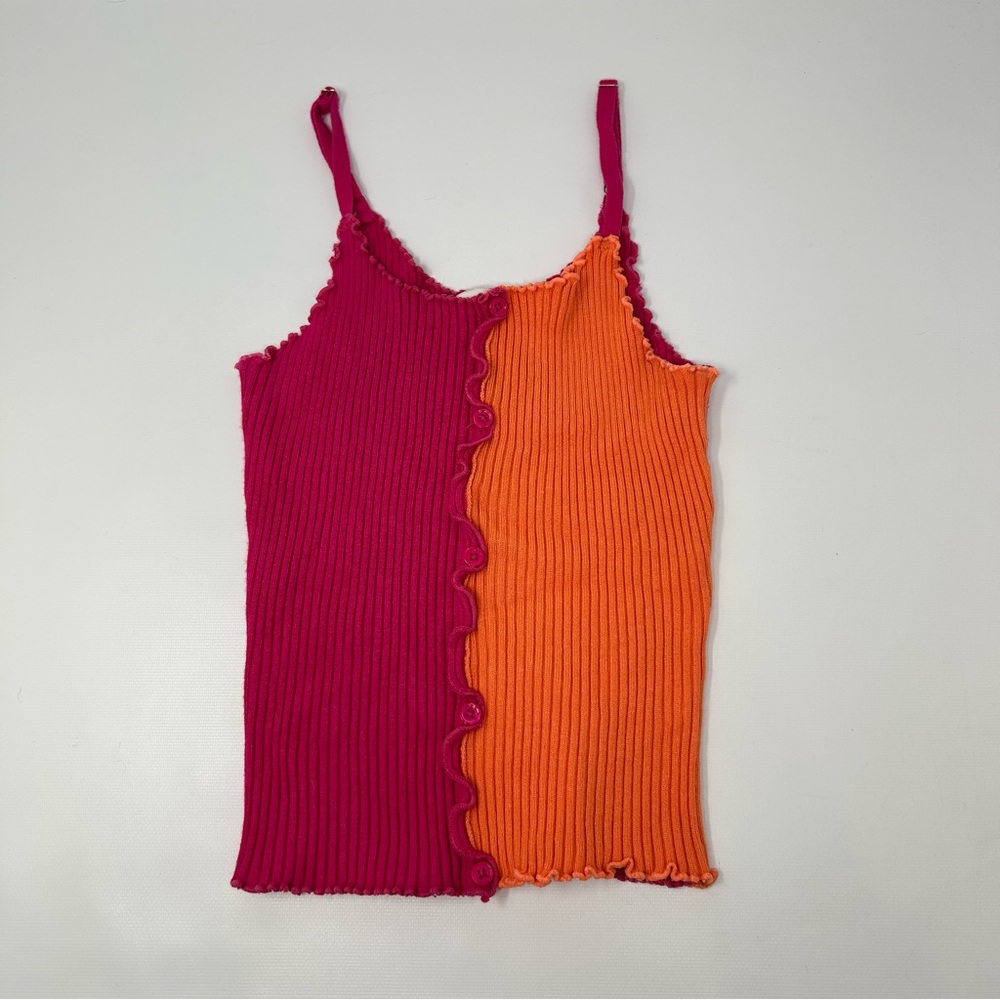 Lush Pink and Orange Ribbed Camisole